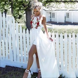 Halter Romper Backless White